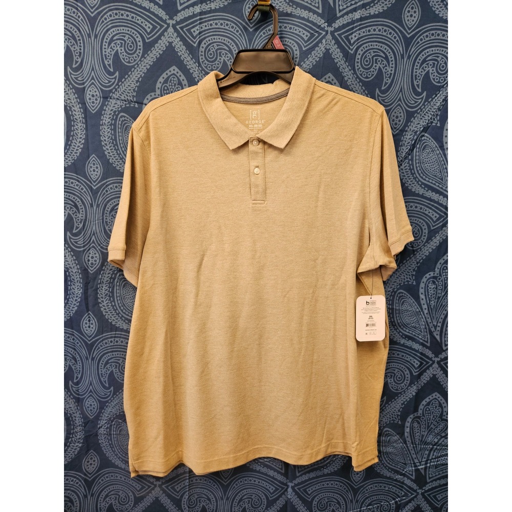 George Mens Sandstorm Heather Pique Polo Shirt 3XL Short Sleeve GE SS PIQUE POLO